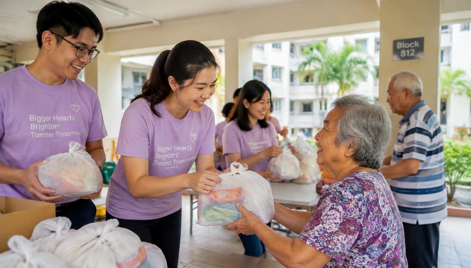 CHARIS volunteers distributing food packs